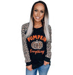 Halloween Funny Women's Print Round Neck Long Sleeve T-Shirt Top