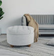 Home Decor | Button Tufted Woven round Storage Ottoman | Ottoman with Storage for Living Room & Bedroom (Light Blue)