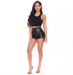 Women's Fashion Tight Pleated Leather Pants