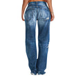 Women's Denim Trend Mid Waist Ripped Leisure Straight-leg Pants