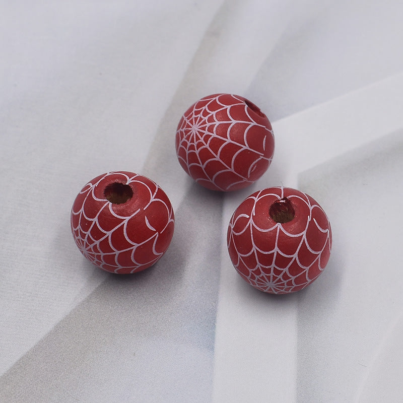 Halloween Spider Web Colored Wood Beads