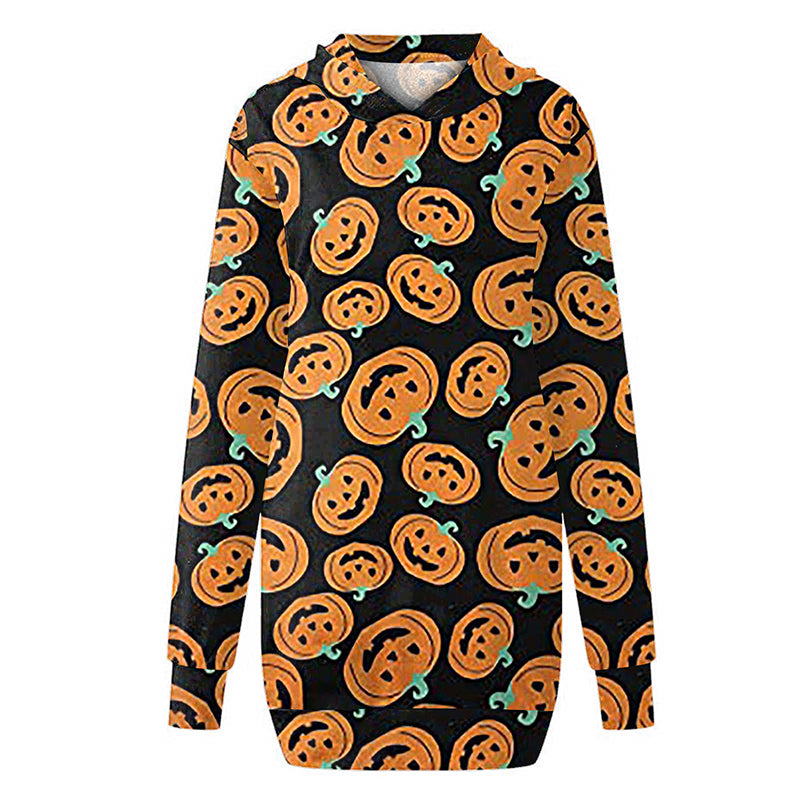Halloween Theme Printed Casual Loose Mid-length Dress