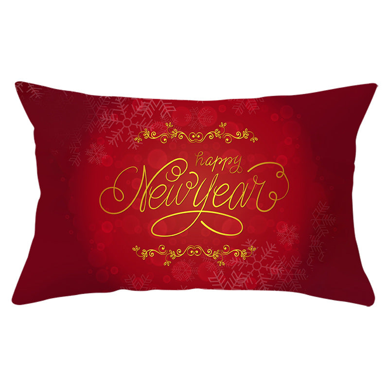 Christmas peach leather pillowcase
