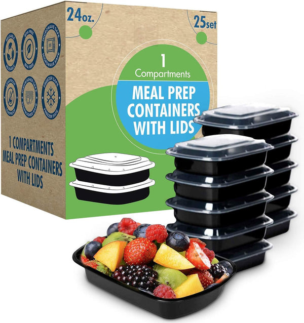 24 oz Meal Prep Containers, 25 Pack