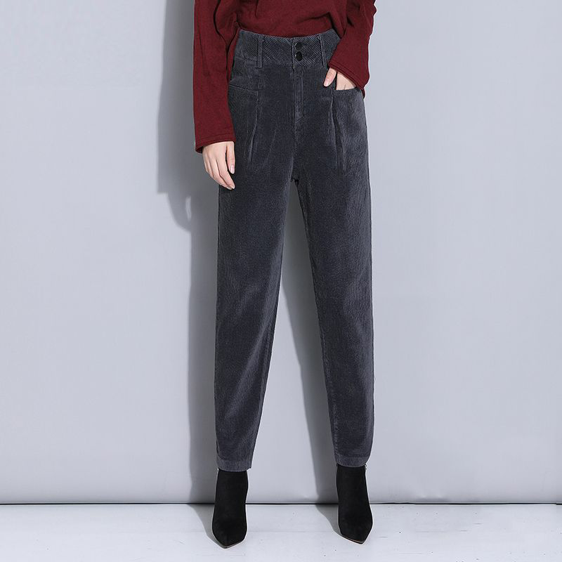 Loose Straight Tube Thickened Corduroy Pants For Women