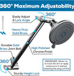 11" Solid Brass Shower Head Extension Arm - Flexible Height & Angle Adjustable Shower Arm Extension for Rain Showerheads with Sturdy Lock - Universal Pipe Connection (Luxury Polished Chrome)