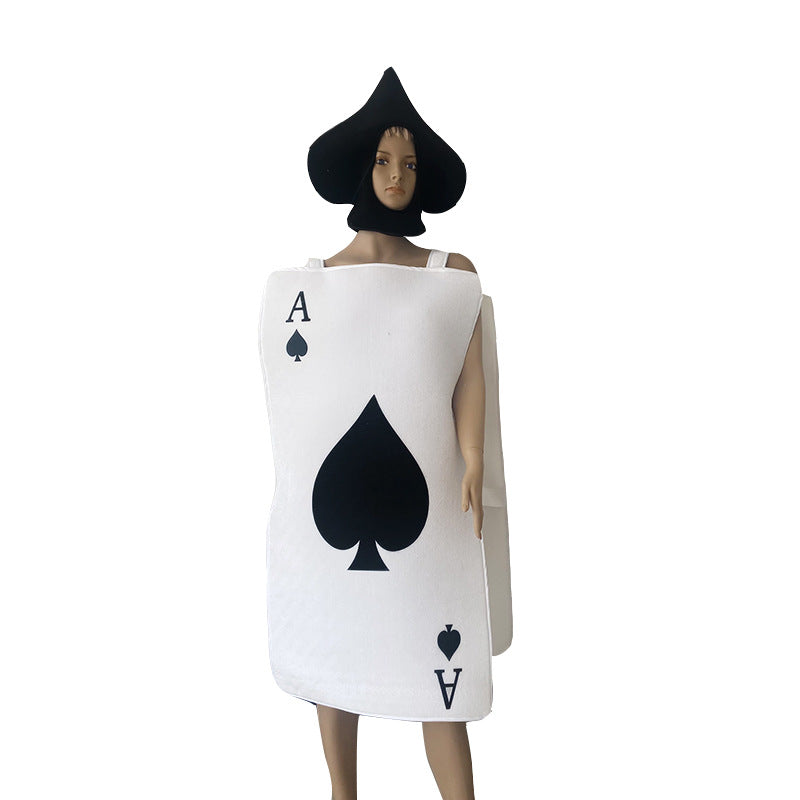 Poker Spades A Suit Halloween Black Hat Clothes Suit