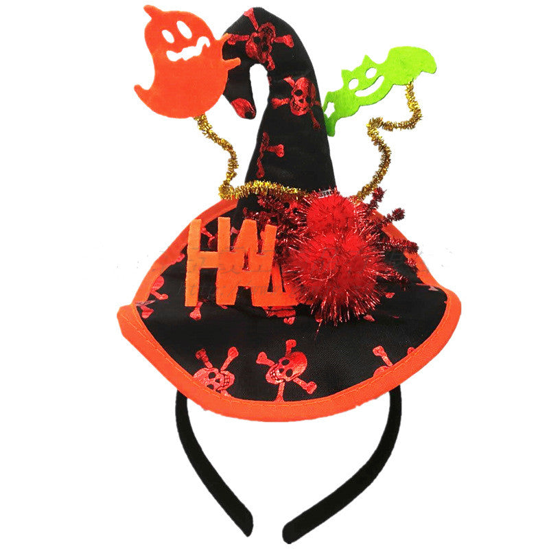 Halloween Letter Spider Witch Hat Headband Masquerade Atmosphere Props Bat Ghost Hair Accessories