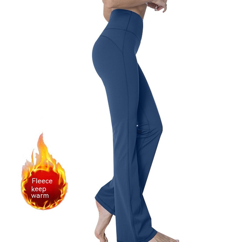 Fleece-lined Yoga Bootleg Pants High Waist Hip Lift Outdoor