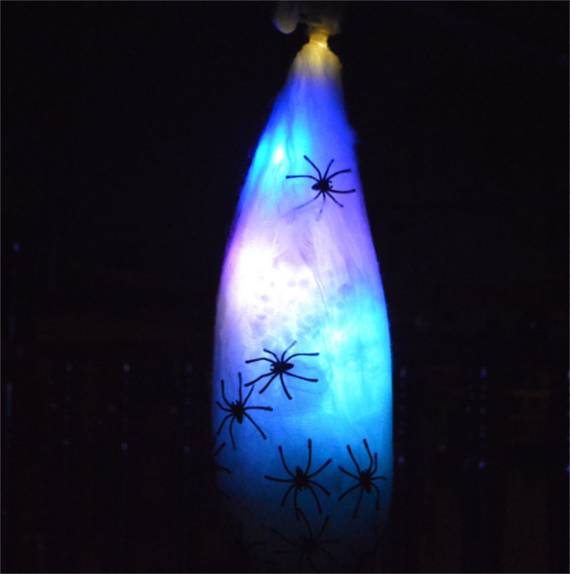 Halloween LDE Glowing Ghost Head Spider Gauze Decoration