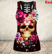Cross-Border European And American Wish Halloween Skull Digital Printing I-shaped Vest Women's Bottoming Shirt E9J885