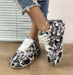 Halloween Cartoon Print Flats Fashion Graffiti Flats Shoes Platform Lace-up Round Toe Sports Shoes