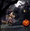 Halloween Flying Broomstick Witch Pendant