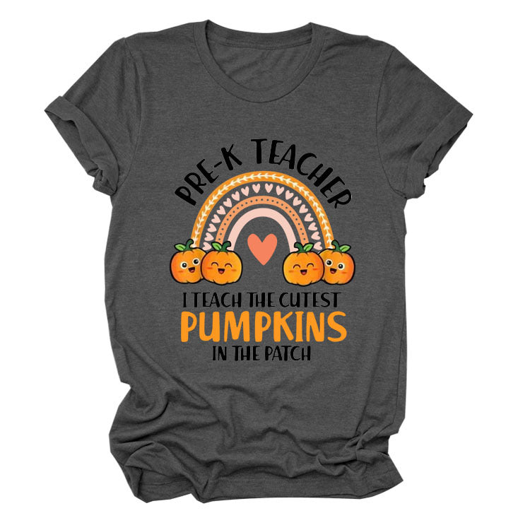 Pumpkin Love Rainbow Halloween Short Sleeve T-Shirt