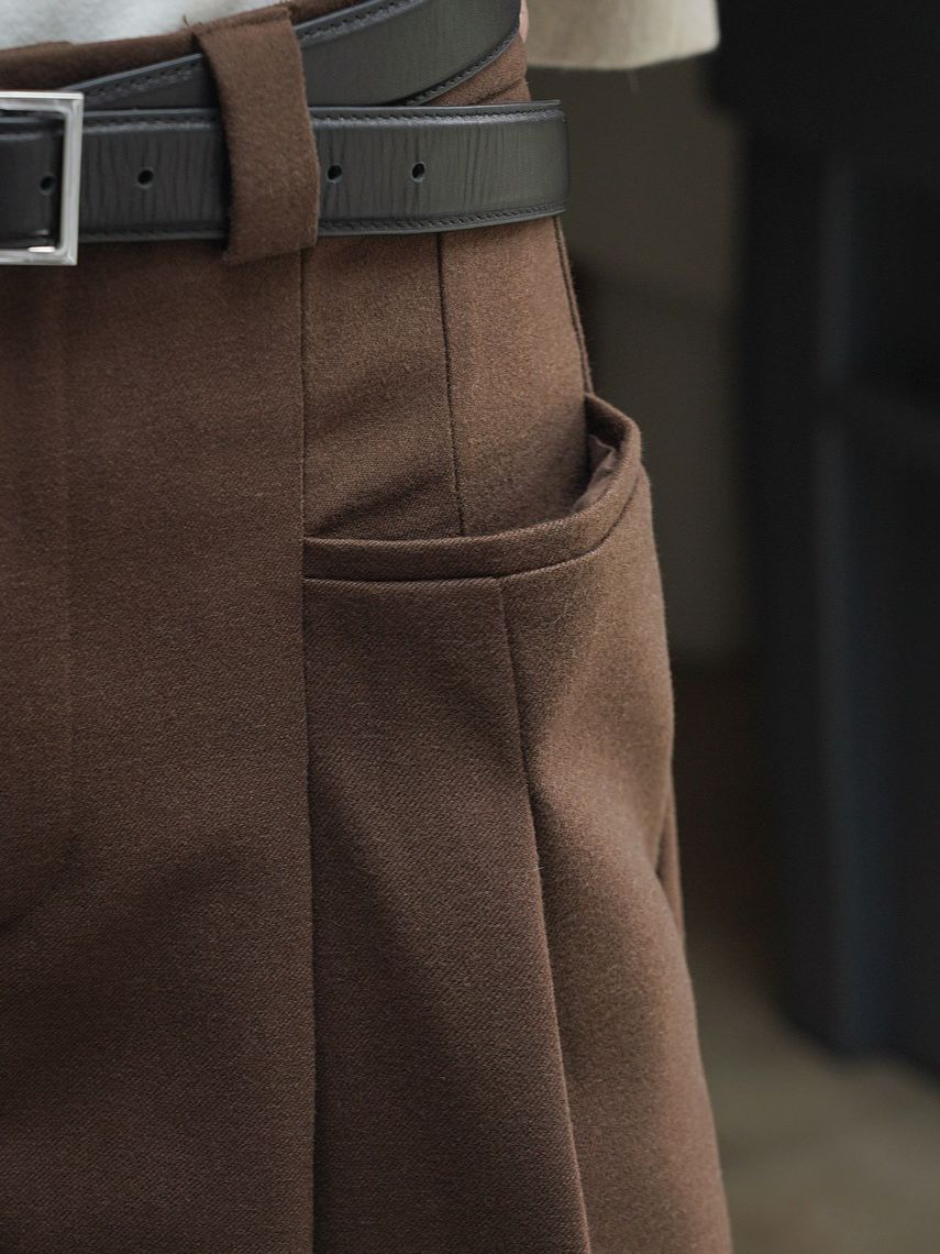Korean Style Double Pleated Design Loose Casual Trousers Women