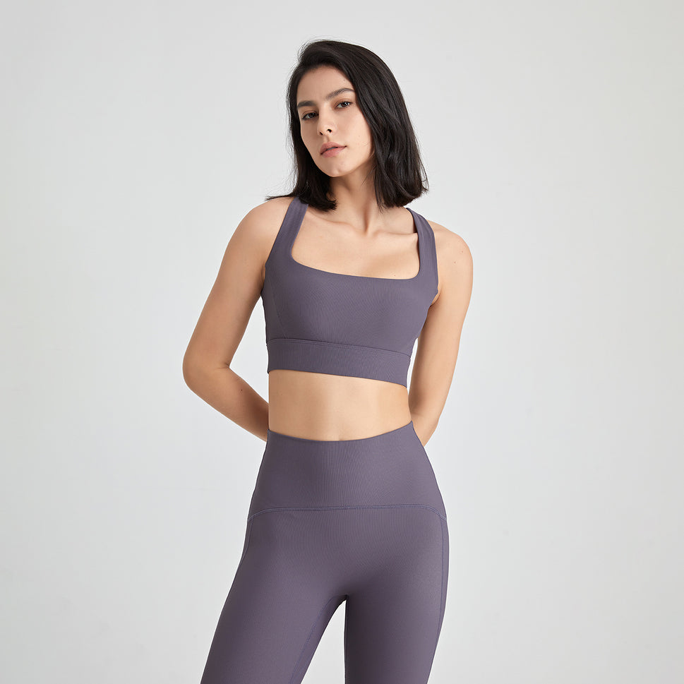 Back U Collar Shockproof Sports Underwear Naked Women Sense Vest Push-up Yoga Clothes Bra