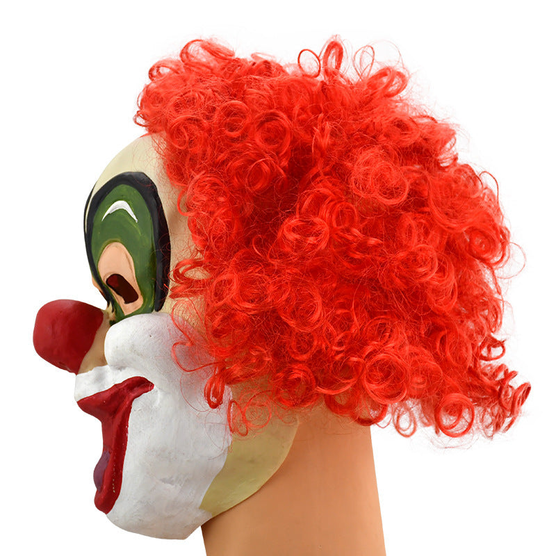 Halloween Funny Red Hair Clown Mask Masquerade Party Dress Up Props