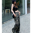 Camouflage Workwear Jeans Women's Straight Loose Retro Hip Hop Style High Waist Extra Long Wide Leg Pants