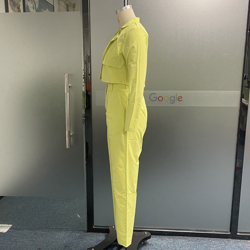 Fashion Casual Loose Solid Color Trousers Two-piece Set