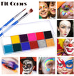 Fit Colors 12 Colors Face Paint Water Soluble Human Body Paints Halloween Masquerade Makeup Palette Brush