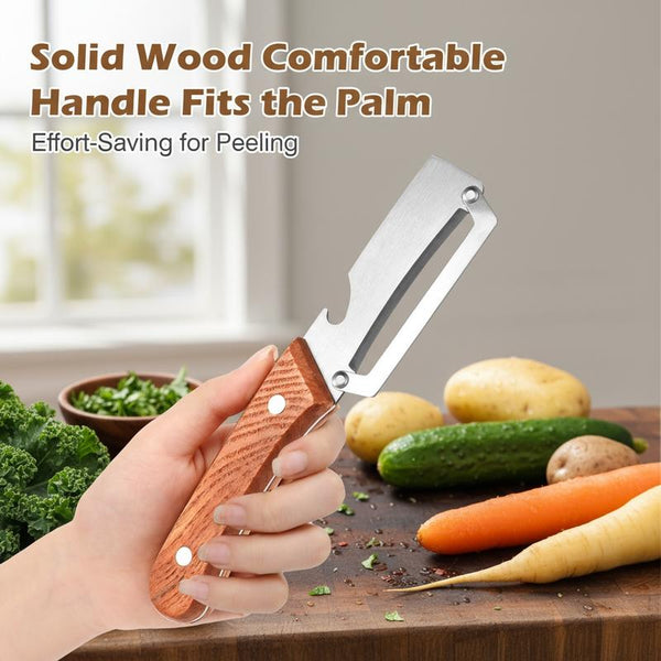 Stainless Steel Vegetable Peeler with Wooden Handle