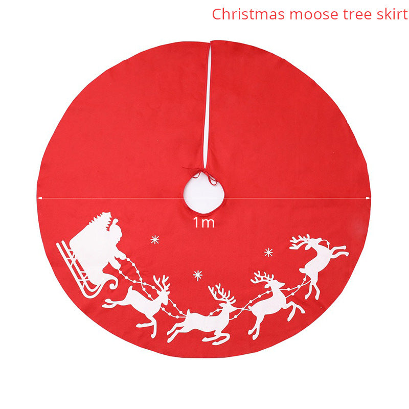 Christmas Elk Printing Christmas Tree Skirt Decoration Venue Props