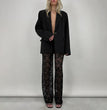New All-match Lace High Waist Long Stitching Straight-leg Pants