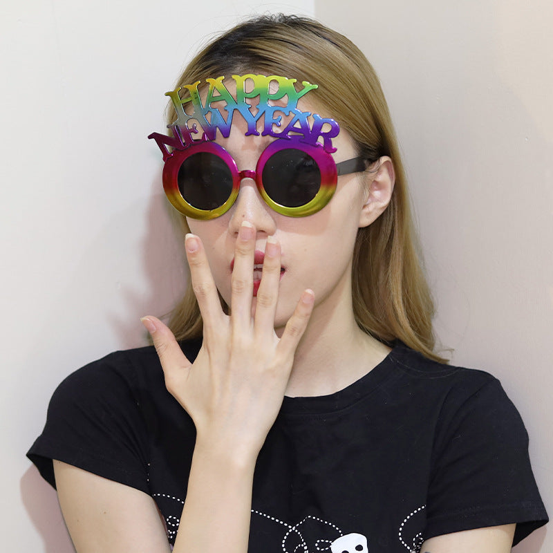 Creative 2024 Happy New Year Party Glasses Supplies Photo Props Holiday Dance Dress Up Funny Glasses
