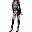 Skull Skeleton Print Sexy Off-shoulder Halloween Costume Dark Performance Costume