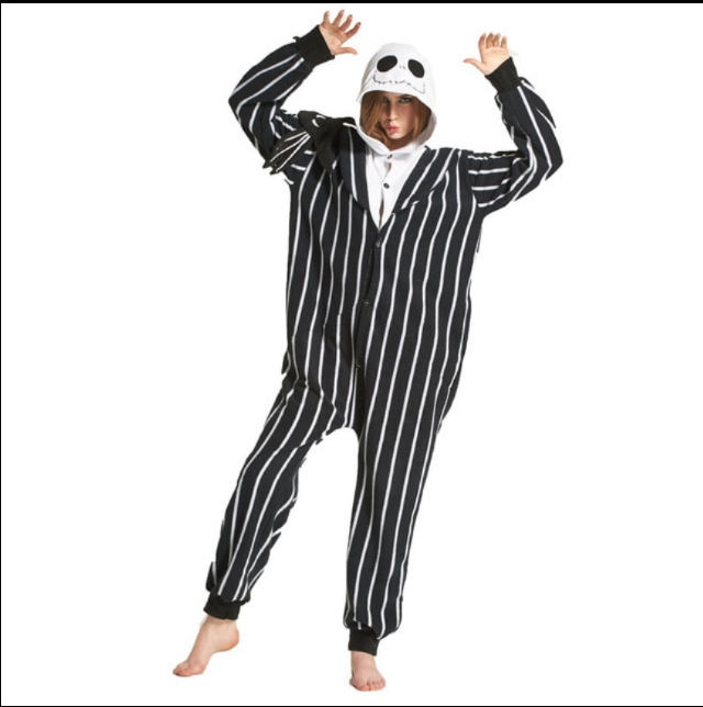Halloween Skull Print Cartoon One-piece Pajamas