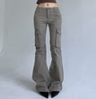 Loose Leisure Workwear Pocket Slimming Low Waist Straight-leg Pants Women