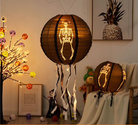 Halloween Glowing Paper  String Props Decoration Shopping Mall Layout Pumpkin Lantern