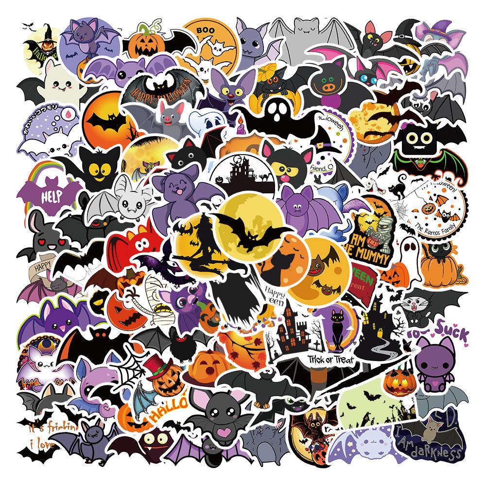 100 Cartoon Halloween Pumpkin Bat Stickers Decoration Car Trunk Children Gift