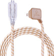 22836 Designer Series 9-Ft Fabric Extension Cord, 3 Polarized Outlets, Right Angle Plug, 125 Volts, Gold and White