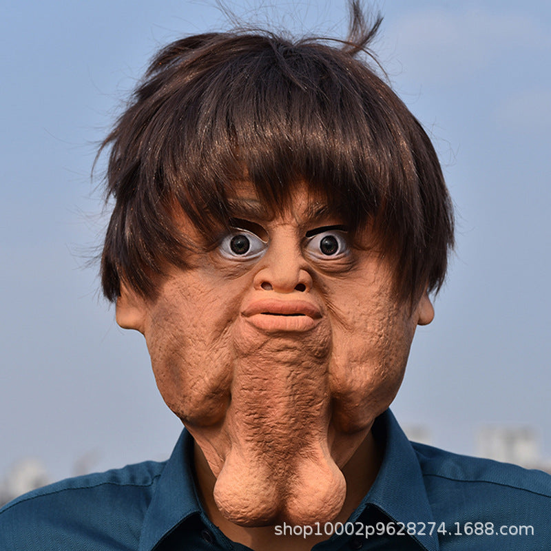 New Halloween Strange People's Chin Double Chin Funny Horror Mask Props Latex Bar Dance Party