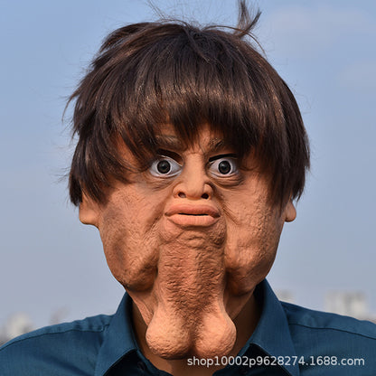 New Halloween Strange People's Chin Double Chin Funny Horror Mask Props Latex Bar Dance Party