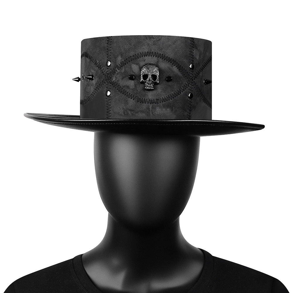 Ladies Hat Plague Doctor Flat Magic Prom Europe Adult Women's Faux Leather Top Halloween Industrial Hat