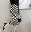 Chessboard Plaid Knitted Skirt Women's Autumn And Winter Korean Style