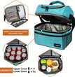 Lunch Box for Men Women, Insulated Large Lunch Bag Adult Work, Double Decker Lunchbox Meal Prep Dual Compartment Leakproof Lunch Cooler,Soft Lunch Tote Boys Girls Kids School, Aqua Turquoise 12L