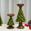 Resin Wooden Christmas Tree Candle Holder Base Figurine Christmas Decorations Candlestick Craft Home Living Room Decor