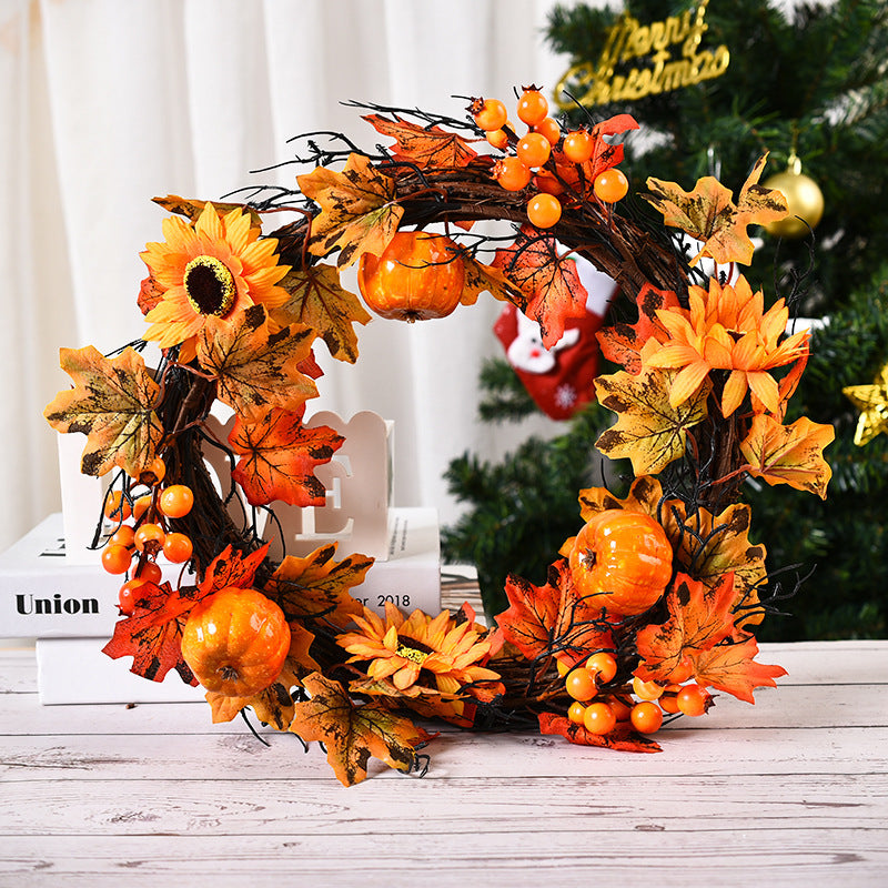 Halloween Autumn Leaf Garland Pumpkin Berries
