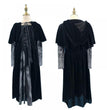 Halloween Women Medieval Gothic Witch Maleficent Horror Scary Cosplay Costume Carnival Party Ghost Long Black Hooded Dress