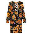 Halloween Lace-up V-neck Strapless Printed Dress For Women