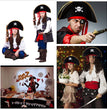 Halloween Pirate Hat Skull Print Adult Kids Pirate Captain Hat Cosplay Costume Cap Birthday Masquerade Party Prop Decor Supplies