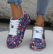 Halloween Cartoon Print Flats Fashion Graffiti Flats Shoes Platform Lace-up Round Toe Sports Shoes