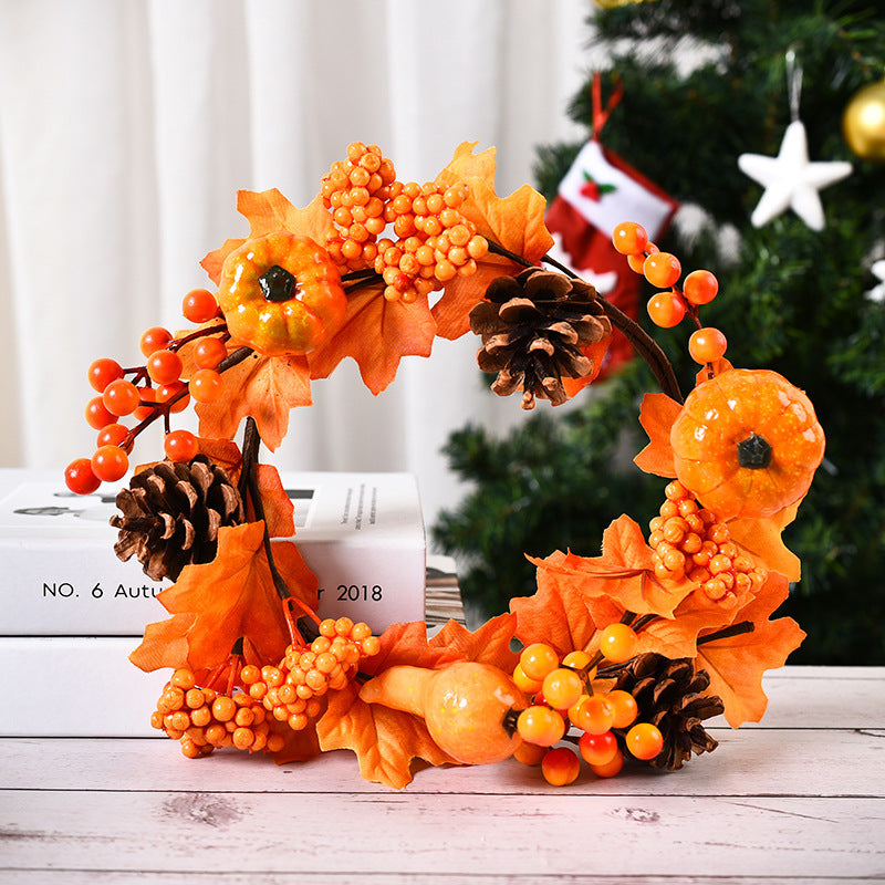Halloween Autumn Leaf Garland Pumpkin Berries