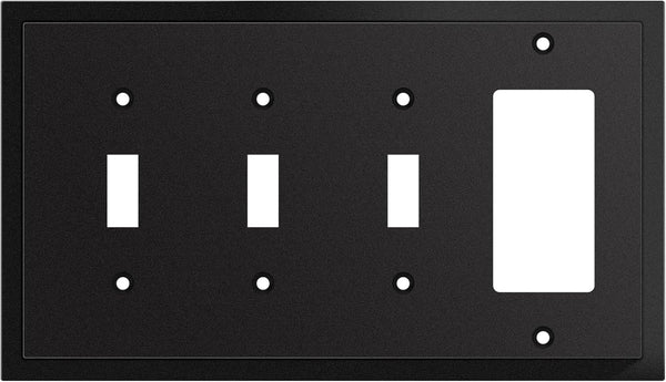 Matte Black Zinc Switch Plate, Triple Toggle