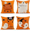 Halloween Orange Ghost Linen Pillowcase