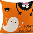 Halloween Orange Ghost Linen Pillowcase