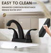 4 Inch 2 or 3 Holes 2 Handles Centerset Matte Black Lead-Free Bathroom Sink Faucet, Bathroom Faucet with Copper Pop up Drain and Water Supply Lines, BF008-5-MB